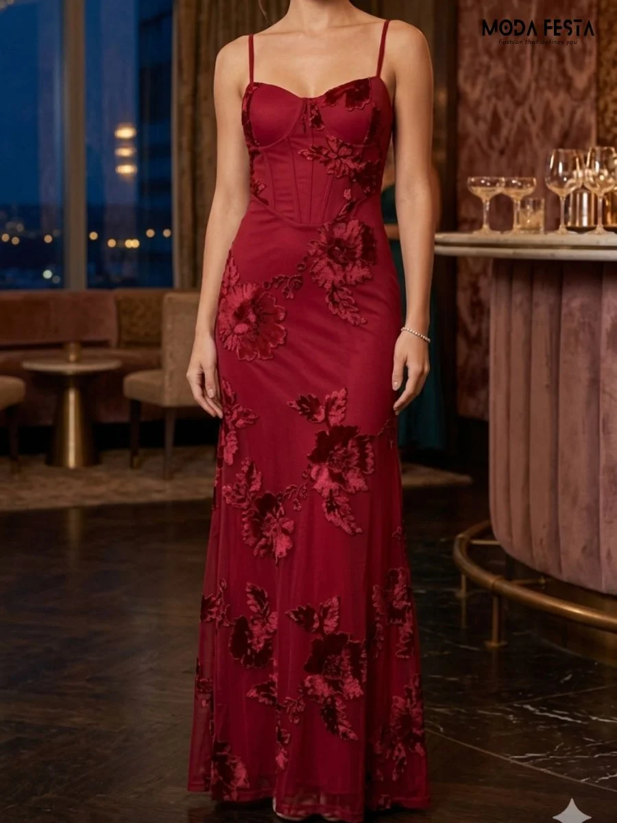 ModaFesta -crimson-flora- embroidered-evening-gown